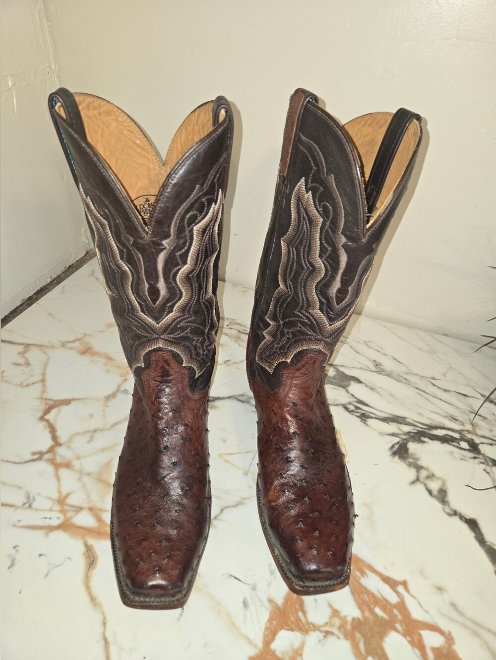 Ostrich Full  Quill Handmade Boots, Size  10 1/2 D, Mens Boots( El Dorado).